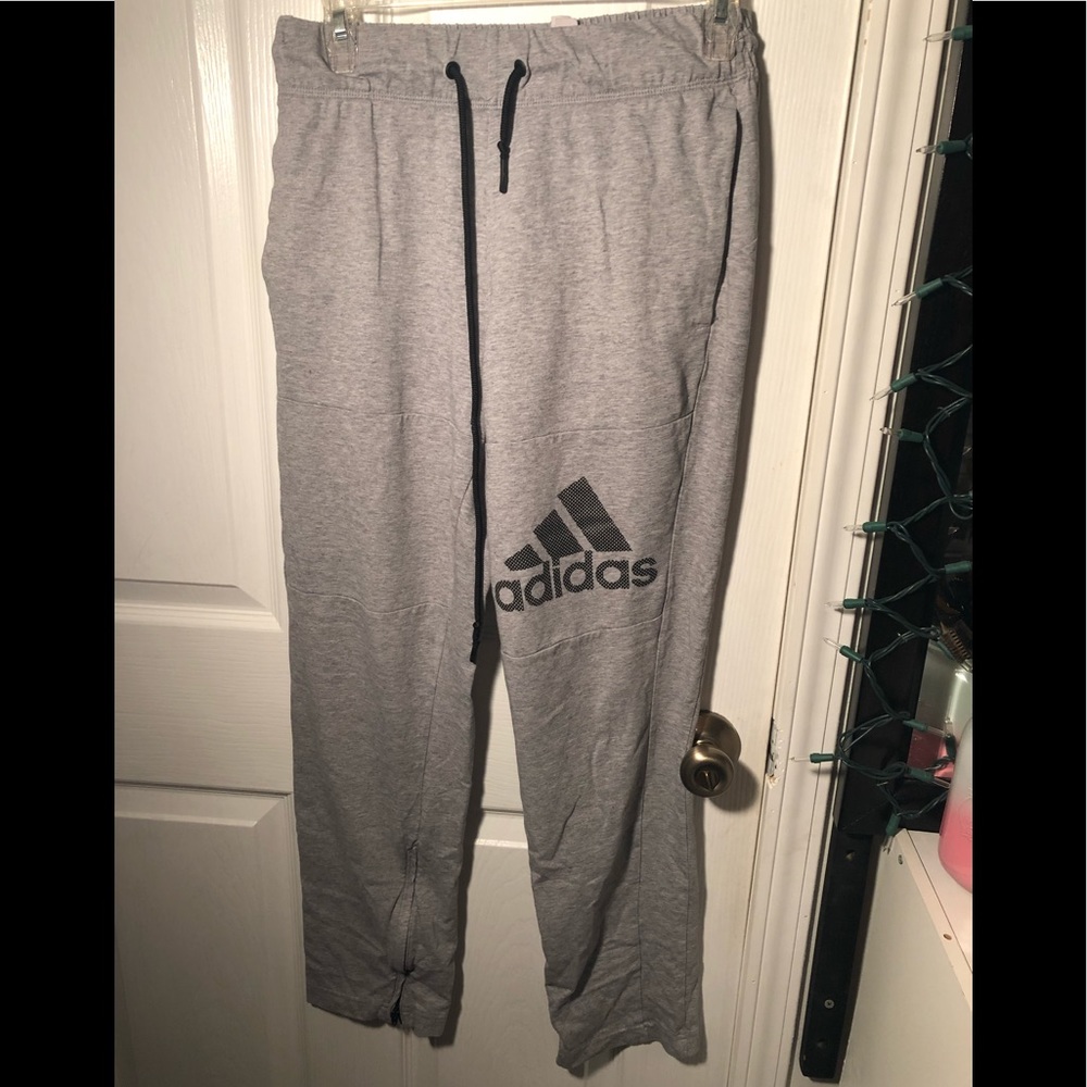 ADIDAS MEDIUM GREY AND BLACK SWEATPANTS